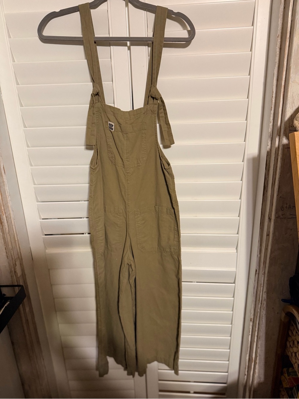 Lucy & Yak Jenny Green Cotton Linen Wide Leg Dungarees Overalls US 0R